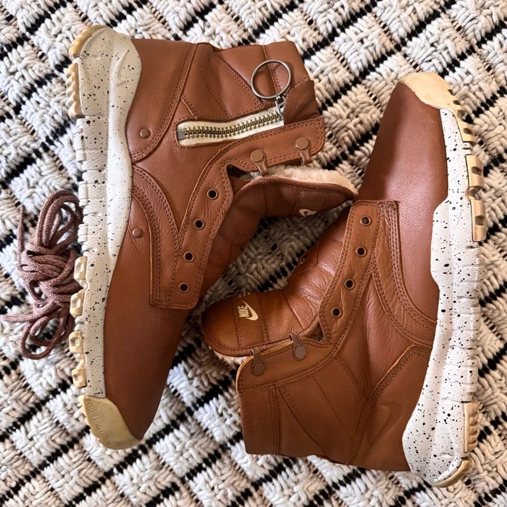 Tan Leather Sneaker Boots Lined Lightweight 11.5 Outdoor Comfy Gorpcore Warm‎